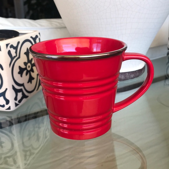 Starbucks Other - Starbucks coffee Coca tea mug red with‎ pewter edge shaped like a pail no chips